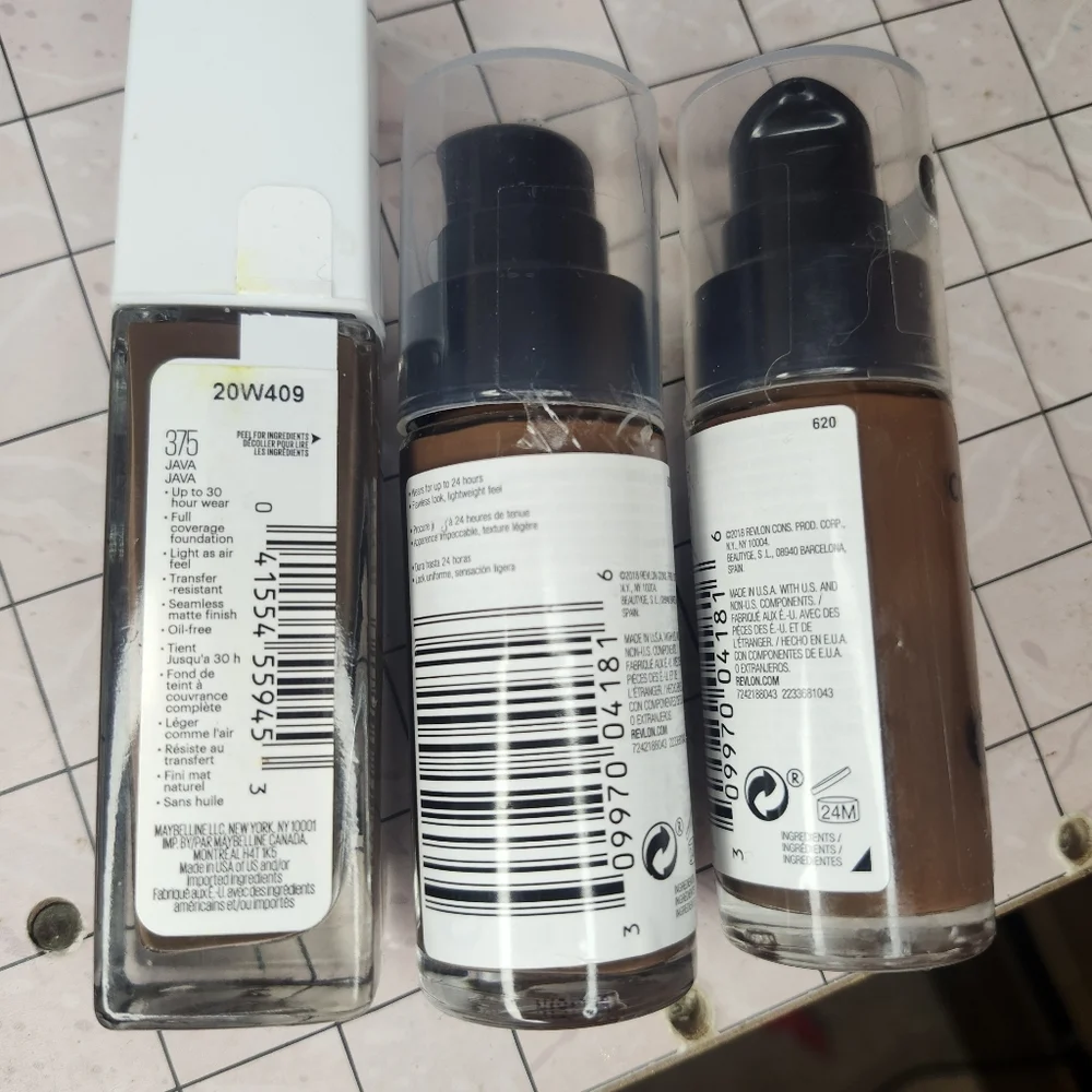 Maybelline Superstay 375 and Revlon Colorstay 620 Java Shade Foundation Set